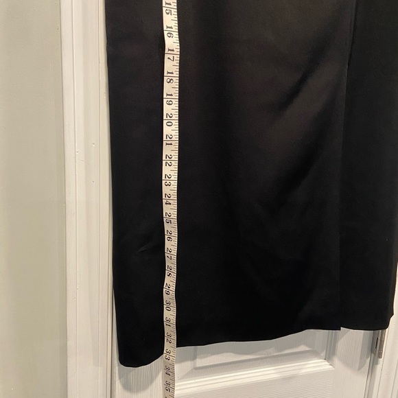 Talbots Size 14P Black Satin Finish Front Slit Zip Back Pencil Skirt Midi - Picture 5 of 9